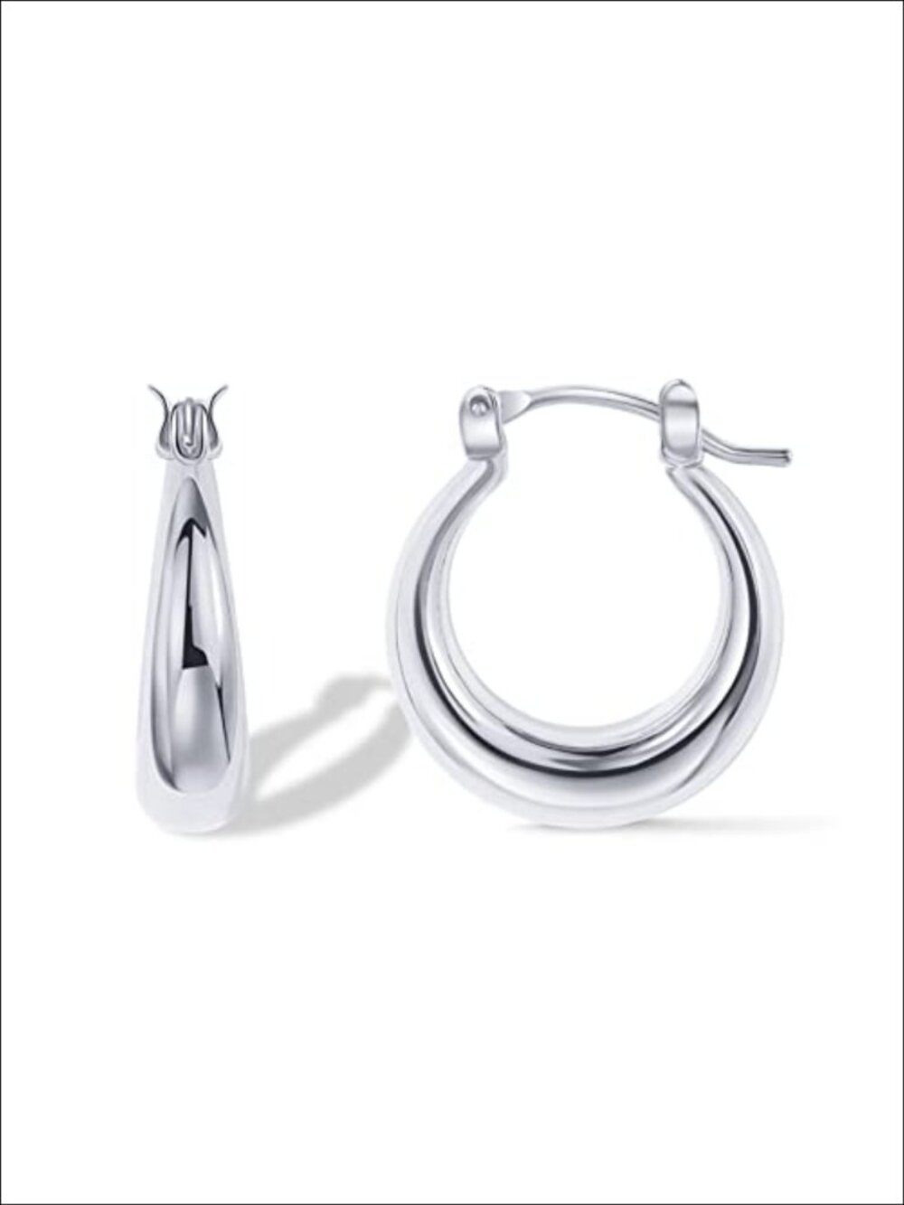 14K Gold Plated Oval Chunky Hoop Earrings Dangle 925 Silver Posts